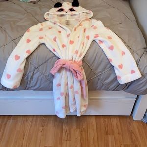 Panda Robe with pink hearts